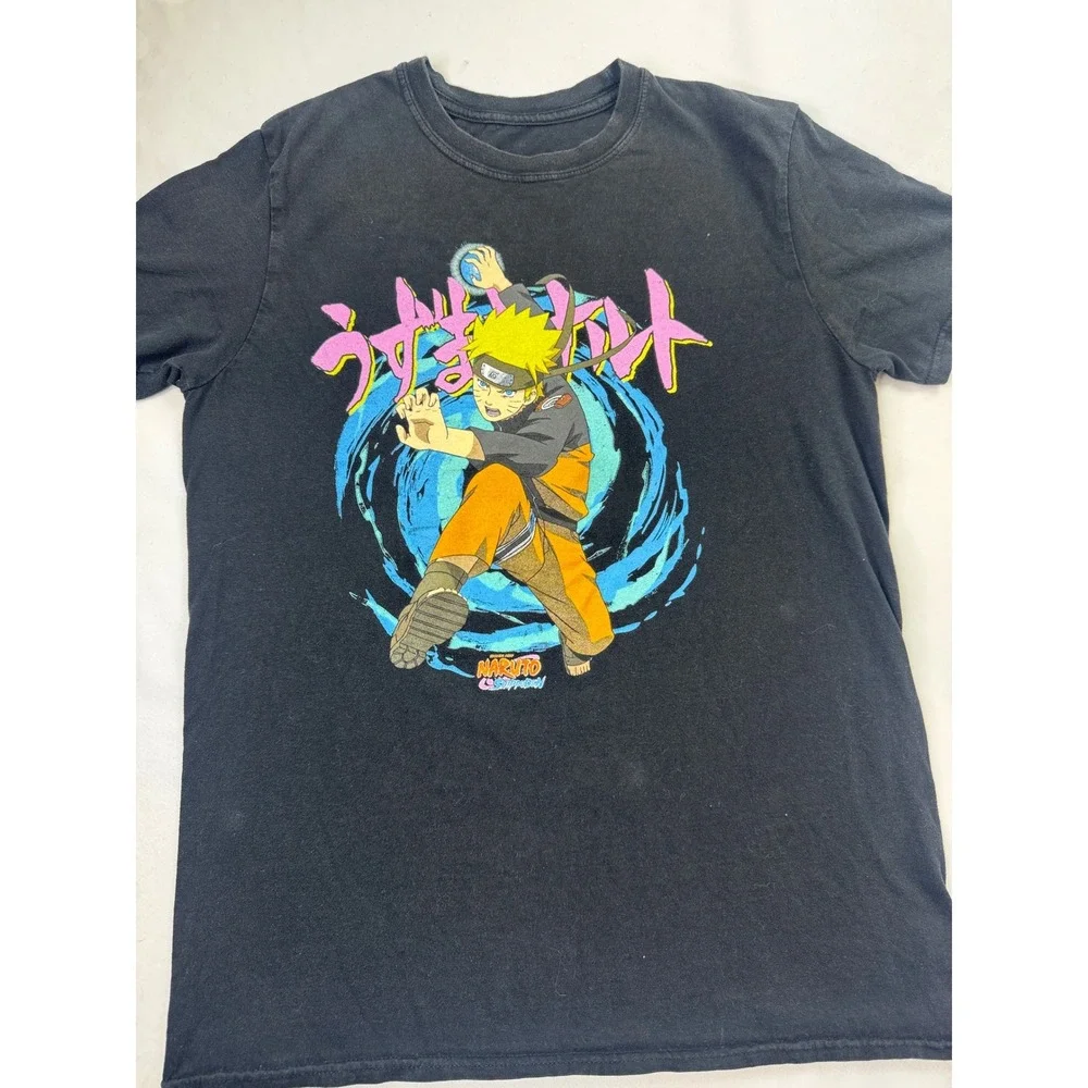 Naruto Shippuden Kids Graphic T-Shirt Black Naruto Uzumaki Rasengan Anime Tee‎ M